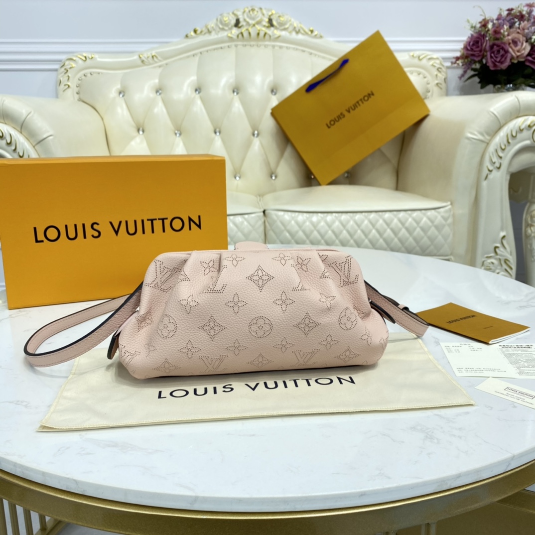 Louis Vuitton SCALA MINI POUCH Handbag Monogram Mahina M80092 Magnolia Pink